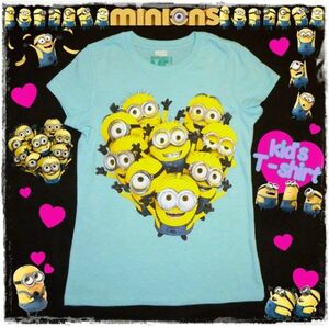 minions　ミニオンズ　半袖　girls　Tシャツ　集合ハート型　ユニバ　USJ　アメリカ　輸入子供服　(S)　120ｃｍ