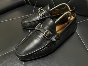 美品 RALPH LAUREN 8151 8.5E≒26.5cm レザーシューズ ビジネスシューズ ドライビングシューズ ビット×モンクストラップ BLK メンズ