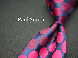 美品【Paul Smith ポールスミス】 C1587 ネイビー ワイン系 SILK ブランド ネクタイ 古着 良品