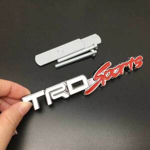 【ゆうパケット送料込】TRD Sports 3Dエンブレム(Fグリル用) 白／赤／銀 金属製 TOYOTA GR 豊田