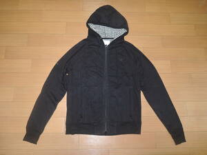 WTAPS ダブルタップス 薄手 スウェット ジップ パーカー S 黒 / 裏地チェック柄 SWEATER.ZIPUP HOODED.RACO