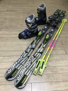 ☆★☆20２５スタートセール！メンズ４点セットN305　FISCHER AMC700 158cm/ 靴 SALOMON COURSE XR 25.0-25.5cm/ POLE115ｃｍ