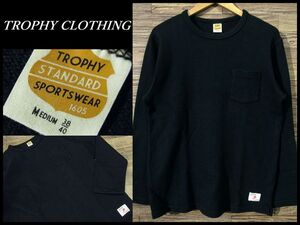 送無 美品 Trophy Clothing トロフィークロージング 20AW Naval L/S Tee ヘビーウェイト 肉厚 天竺 コットン ニット 長袖 Tシャツ 黒 38/M