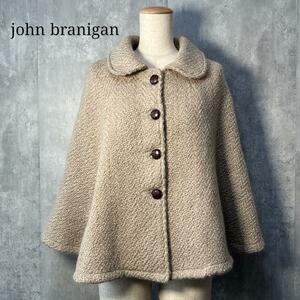 アイルランド製☆ john branigan ジョンブラニガン ウールツイードポンチョ ケープ 衿タブ付