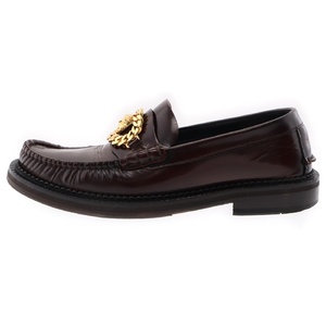 VERSACE ヴェルサーチ Leather Loafer メデューサ チャーム付きローファー ドレスシューズ ブラウン 6895