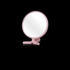 鏡 卓上 手鏡 拡大鏡付きミラー 卓上ミラー3倍鏡 かがみ 卓上鏡 ピンク 飛散防止 化粧 角度調節 スタンド メイク M5-MGKNG00011PK