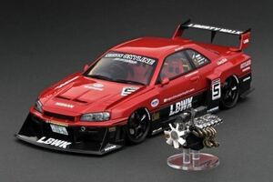 【WEB限定70台】IG2701 イグニッションモデル 1/18 LB-ER34 Super Silhouette SKYLINE Red/Black #5 With Engine ignition model