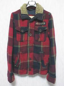 HOLLISTER ホリスター DALEY RANCH ボアジャケット 中綿 USED加工 メンズ S 赤 紺 kn150