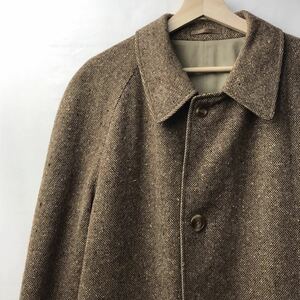 70s80s ビンテージ Aquascutum アクアスキュータム ウールツイード コットン リバーシブル バルマーカーンコート ステンカラーコート 40REG