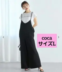 coca レディース サロペット ブラック サイズL エンボス加工