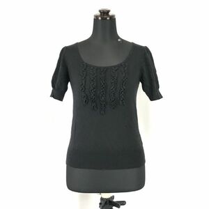 プライベートレーベル★ビリング加工/半袖トップス/セーター【women’s size -M/黒/black】private label/Tops/Shirts◆BH201-a