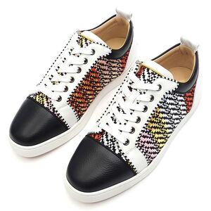 L05114 新品 Christian Louboutin/LOUIS JUNIOR スニーカー【サイズ：40.5】マルチ/ホワイト ラフィア/レザー クリスチャンルブタン メンズ