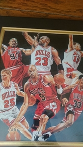 貴重当時物世界15000枚限定KRSI UPPER DECKシリアルナンバー入り NBA CHICAGO BULLS1995-96年シーズン記念イラストボードバスケットボール