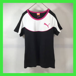 Y-185☆　ラグランスリーブＴシャツ　PUMA　プーマ　黒　Ｓサイズ　