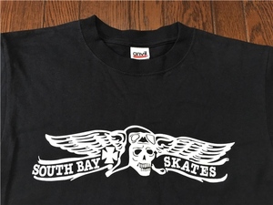 サウスベイスケーツ ＳＯＵＴＨ ＢＡＹ ＳＫＡＴＥＳ Ｔシャツ 黒 ブラック Ｍ スケボー スケート スカル ドクロ ウィング