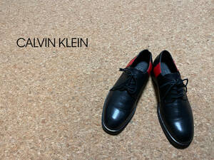 ◯ Calvin Klein サイドライン ドレス シューズ / カルバンクライン 革靴 プレーントゥ ラフシモンズ ブラック 黒 赤 7 Mens #Sirchive