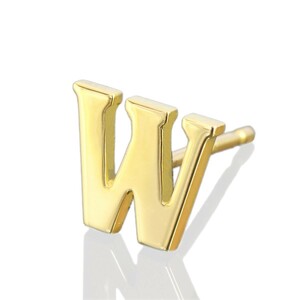 【バラ売り/1個】 ピアス 18金 イエローゴールド W イニシャルのピアス アルファベット 文字｜K18YG 18k レディース メンズ