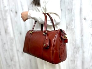 極美品 Cartier カルティエ マストライン ヴィンテージ ボストンバッグ ハンドバッグ バッグ レザー ボルドー 79260