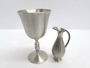 マレーシア製 PENANG PEWTER ペナンピューター ワインカップ 酒器 洋食器 SELANGOR PEWTER セランゴールピューター 一輪挿し 錫製 2点