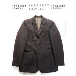 超稀少 MARGARET HOWELL マーガレットハウエル イタリア製 高級カシミア混バーズアイコットン3Bテーラードジャケット 良品 MHL ツイード