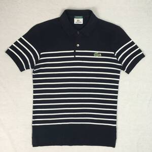 LACOSTE ラコステ ポロシャツ PH250P 鹿の子 サイズ2 ブラック/ホワイト ボーダー 日本製 半袖 シャツ