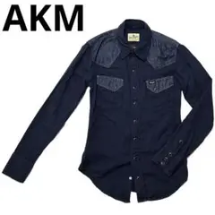 定価3.5万 AKM×Wrangler スナップウエスタンガーゼシャツ S 紺