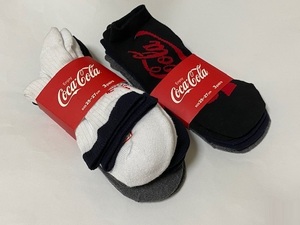 福助 Coca-Cola コカ・コーラ 靴下 25-27㎝ 3足セット 2種 展示未使用品