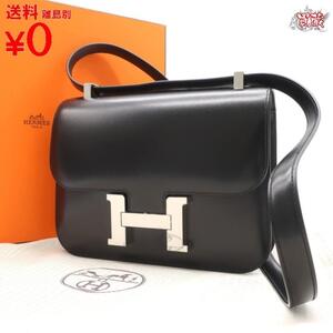 買蔵 HERMES エルメス コンスタンス（I）24 シルバー金具 ボックスカーフ ブラック