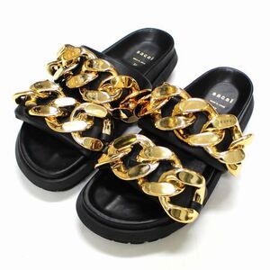 sacai サカイ 22SS Cuban Chain Slides チェーン スライド サンダル 37 ブラック