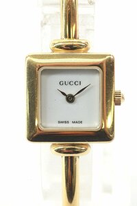 GUCCI グッチ 1900L バングルウォッチ クォーツ 白文字盤 ゴールドカラー レディース 腕時計 9654-HA