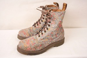 ドクターマーチン UK4/22.5cm-23.0cm/8ホール 花柄 キャンパス ブーツ dr.martens レディース 古着 中古 Tポイント dh2950