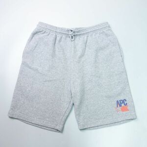 美品 A.P.C. アーペーセー USA アメリカ製 ロゴプリントスウェットショートパンツ ハーフパンツ S グレー メンズ