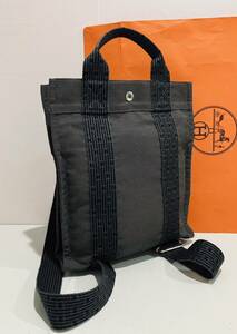 HERMES ● 新品同様 バッグ エルメス リュック エールライン シルバー金具 グレー バック