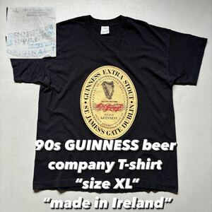 90s GUINNESS beer company T-shirt “size XL” “made in Ireland” 90年代 ギネスビール 企業Tee アイルランド製スクリーンスターズ 黒