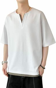 Tシャツ 夏服 メンズ 半袖 tシャツ カジュアル Vネックビッグ L