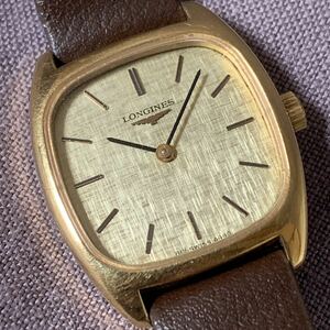 稼働 ★ LONGINES ロンジン 布目文字盤 リネンダイヤル 手巻 レディース 腕時計 ヴィンテージ アンティーク トノーケース 機械式 OH済み