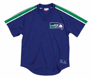 BIGサイズ 【4XL】MITCHELL&NESS ミッチェル&ネス 正規品 NFL シアトル シーホークス Seahawks 青 Vネック メッシュ ユニフォーム アメフト