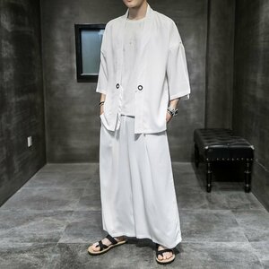 ジャージ メンズ 上下 夏 セットアップ 上下セット カーディガン サルエルパンツ 羽織 着物 甚平 夏服オシャレ 部屋着 M~5XL