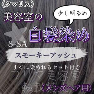 タマリス　すぐに染めれる白髪染めセットM スモーキーアッシュ8 （少し明るめ）　グレイカラー　メンズ用