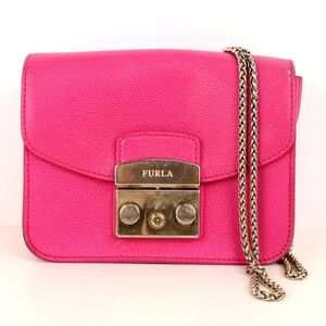 フルラ ショルダーバッグ 本革レザー チェーン 小さめ 斜め掛け ブランド 鞄 カバン レディース ピンク Furla