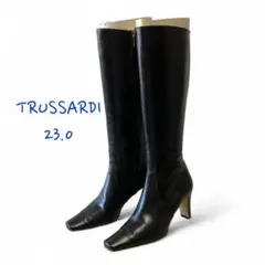 TRUSSARDI トラサルディ－ロングブーツ 23.0 ブラック レザー