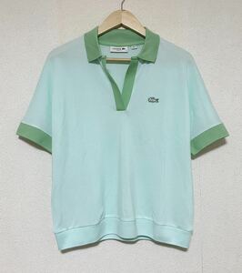 【美品】LACOSTE LOOSE FIT ラコステ ルースフィット スキッパーネック 半袖ポロシャツ フランス企画 サイズ S 水色