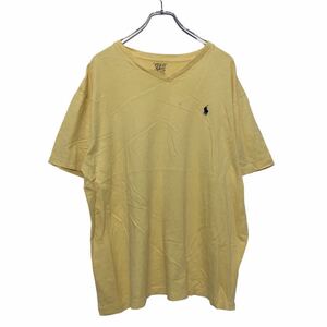 POLO R Lauren 半袖 ロゴ Tシャツ XL イエロー ネイビー ポロラルフローレン Vネック 古着卸 アメリカ仕入 a508-5174