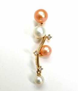 1円〜!TASAKI(田崎真珠)良品!!《K18アコヤ本真珠/天然ダイヤモンドペンダントトップ》N 1.8g 0.03ct diamond pendant jewelry EA2/EA3.M118