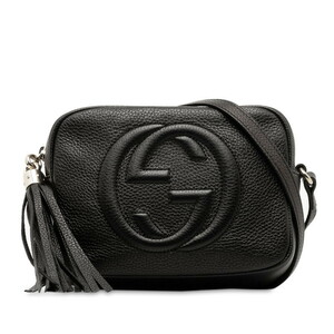 グッチ インターロッキングG ソーホー スモールディスコ タッセル 斜め掛け ショルダーバッグ 308364 ブラック レザー GUCCI 【中古】