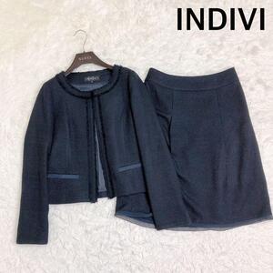 美品 INDIVI インディヴィ セットアップ スーツ ネイビー