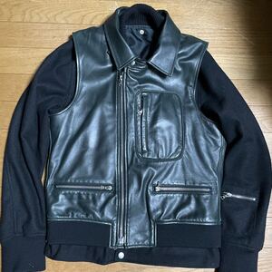 アンダーカバー 07AW ドッキングレイヤードライダースレザージャケット