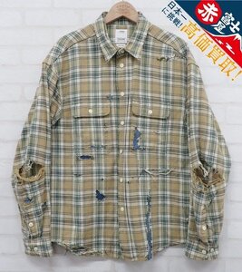 8T5513/visvim LUMBER SHIRT L/S CRASH INDIGO CK 0120105011008 ダメージ加工 ランバーシャツ ネルシャツ