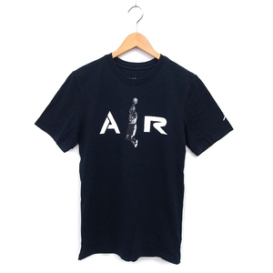 ナイキ NIKE 国内正規品 AR JORDAN カットソー Tシャツ クルーネック リブ コットン 綿 プリント 半袖 S 黒 ブラック /NT15 メンズ