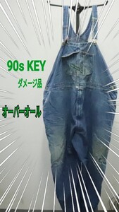 90年 Key オーバーオール ダメージ品 Ｌ5630